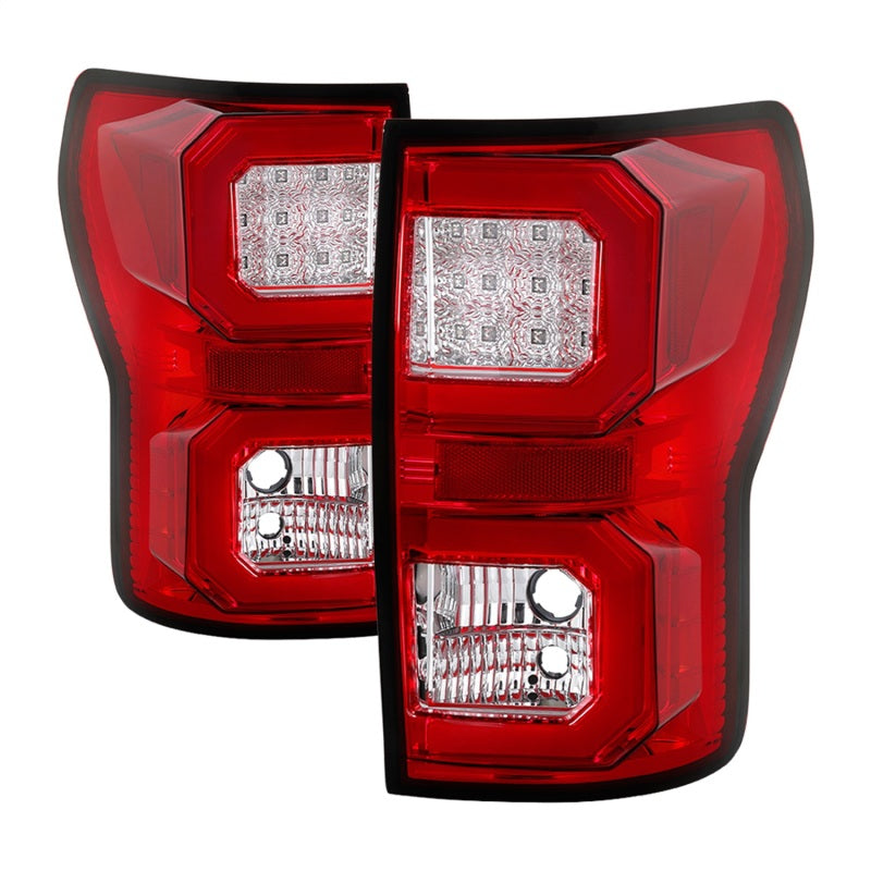 Spyder 07-13 Toyota Tundra V2 Light Bar LED Tail Lights - Red Clear  ALT-YD-TTU07V2-LB-RC