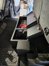 Load image into Gallery viewer, 2019-2024 RAM 1500 TRX showing the installed lockable storage box with covers open an contents in the box