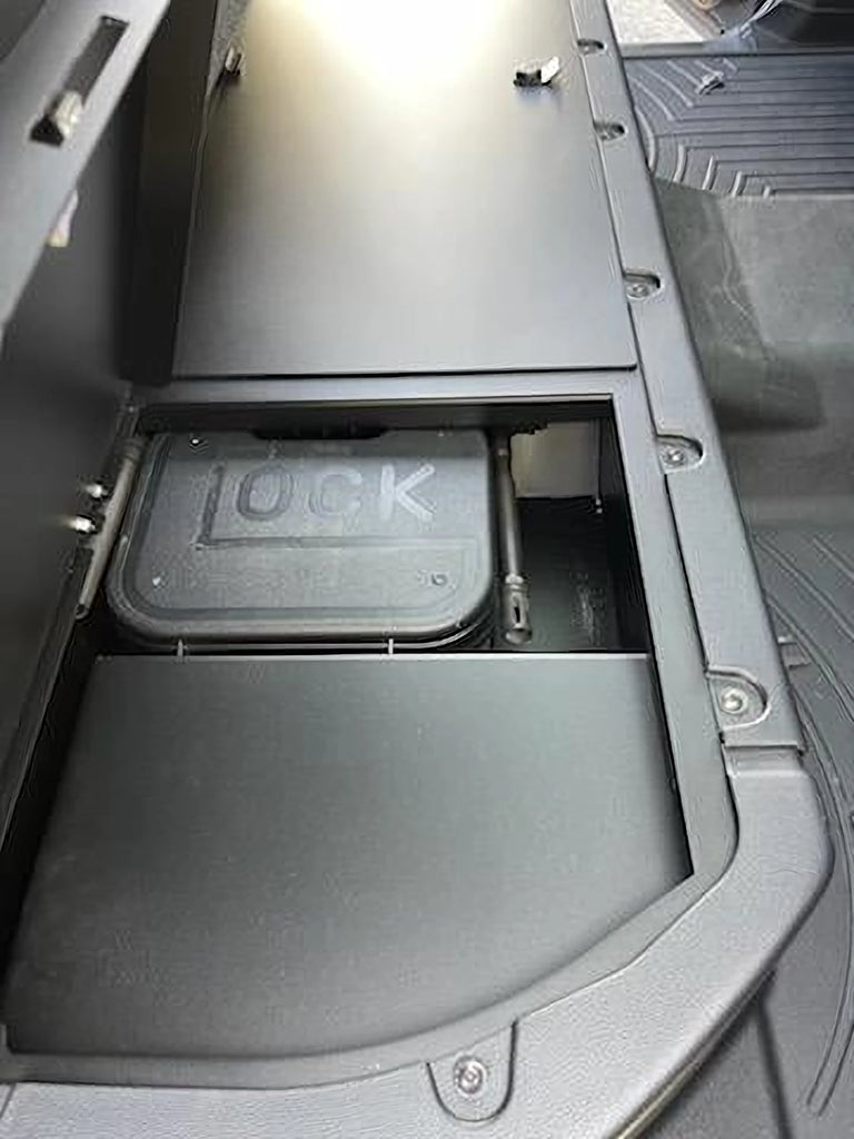 Lockable storage unit designed for the trunk area of a 2022-2024 Toyota Tundra Double Cab