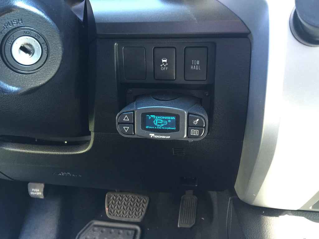 Close-up of the P3 Brake Controller installed in a Toyota Tundra dashboard