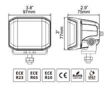 Load image into Gallery viewer, Go Rhino Xplor Blackout Series Cube LED Sideline Spot Light Kit (Surface Mount) 4x3 - Blk (Pair)