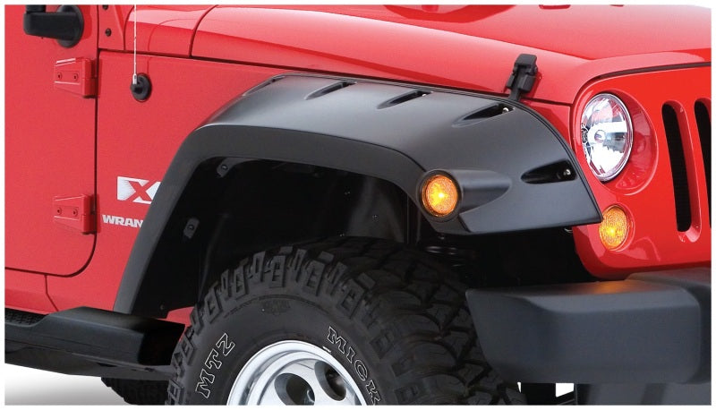 Bushwacker 07-18 Jeep Wrangler Max Pocket Style Flares 2pc Extended Coverage - Black
