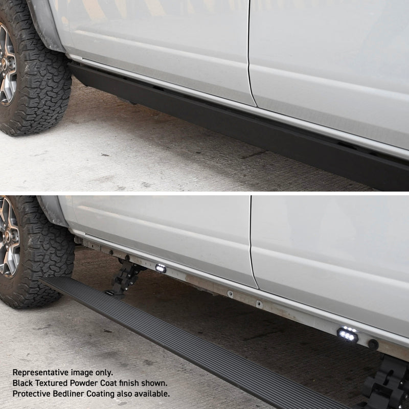 Go Rhino Ford Bronco 4dr E-BOARD E1 Electric Running Board Kit (No Drill) - Bedliner Coating