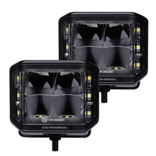 Load image into Gallery viewer, Go Rhino Xplor Blackout Series Cube LED Sideline Spot Light Kit (Surface Mount) 4x3 - Blk (Pair)