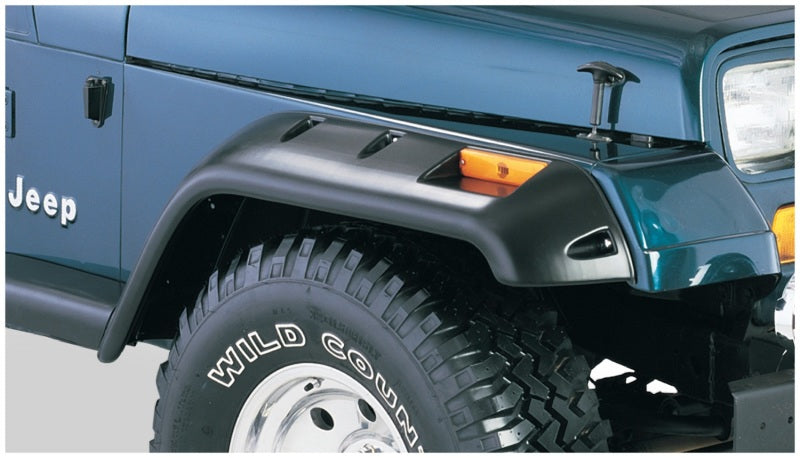 Bushwacker 87-95 Jeep Wrangler Cutout Style Flares 2pc Cutting Optional Not Renegade - Black