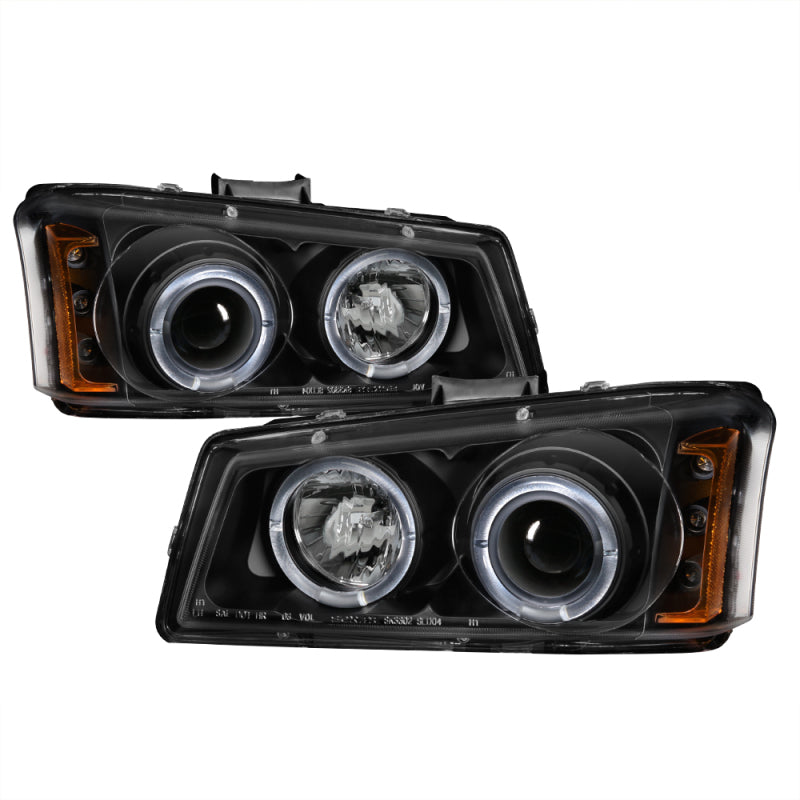 Spyder Chevy Silverado 1500 03-06 Projector LED Halo LED Amber Reflctr Blk PRO-YD-CS03-AM-BK