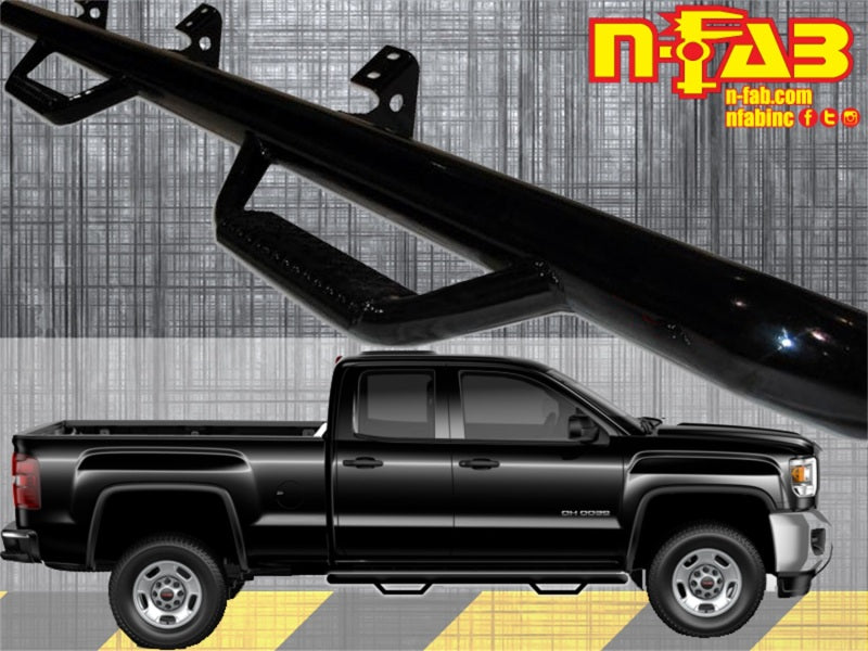 N-Fab Nerf Step 15-17 Chevy-GMC 2500/3500 Double Cab - Gloss Black - Cab Length - 3in